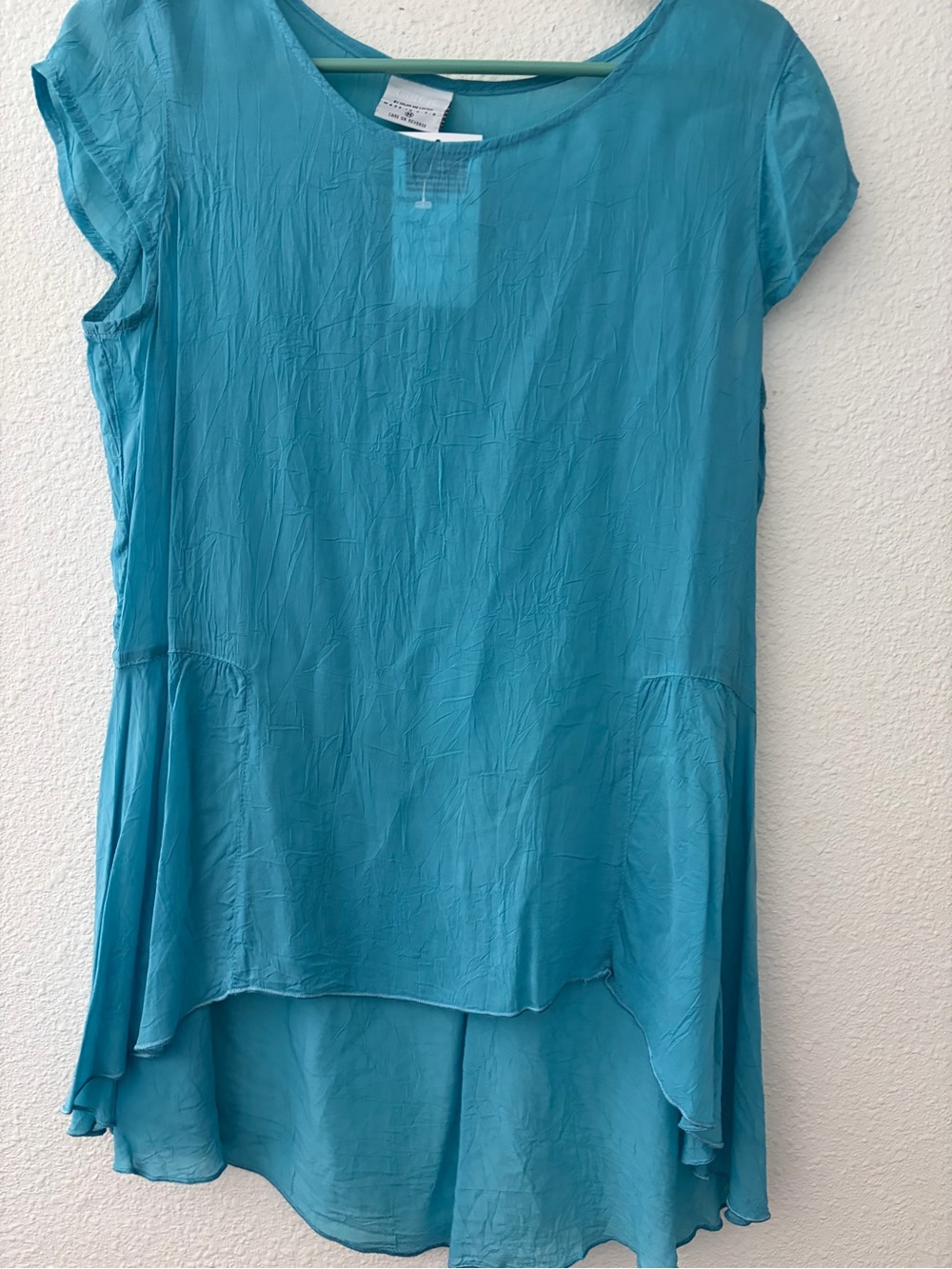 Click By Color Me Cotton Cupro Rayon Tunic Top Teal Blue Lagenlook Size M NWT